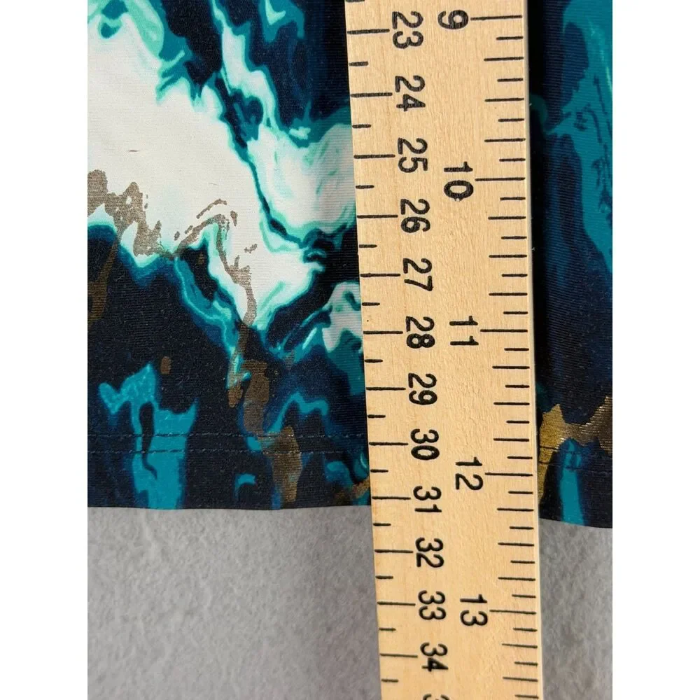 Old Navy PowerSoft Girls M 8 Teal Gold Marble Longline Sports Bra Crop Top